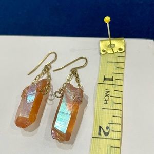 Natural Stone Iridescent Drop Earrings